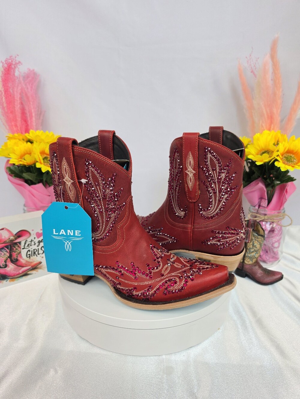 New LANE Lexington Cowgirl Boots W/ SWAROVSKI Crystals 8 - Picture 10 of 10